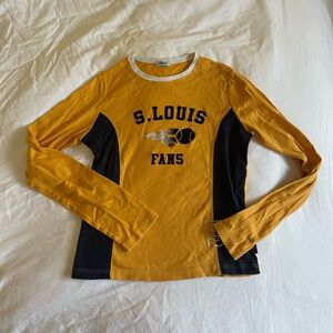 Y2K Yellow and Black St. Louis Fans Long Sleeve Shirt
